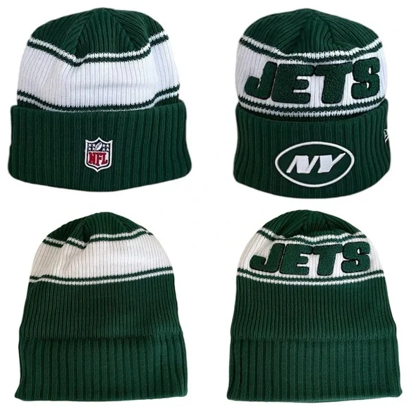 New Era NFL 2024 New York Jets Fleece Lined Cuffed Knit Green Hat Men’s M/L - Picture 2 of 9